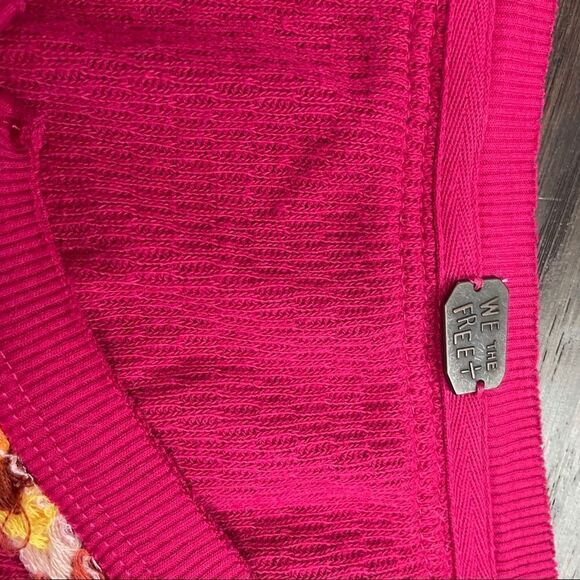 Free People We the Free Rainbow Crochet Thermal Henley Top - Picture 9 of 9